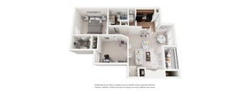 Cedar 2 Bed 1 Bath 820 Sq. Ft. Floor Plans at Woodland Hills, Irving, TX, 75062