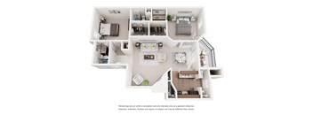 Cypress 2 Bed 2 Bath 997-to1,067 Sq. Ft. Floor Plans at Woodland Hills, Irving, TX