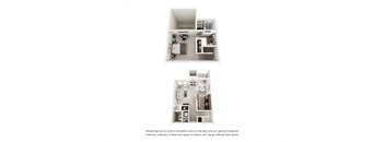 Palm 1 Bed 1.5 Bath 812 Sq. Ft. Floor Plans at Woodland Hills, Irving, TX, 75062