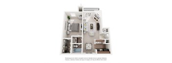 Spruce 1 Bed 1 Bath 596 Sq. Ft. Floor Plans at Woodland Hills, Irving, TX, 75062