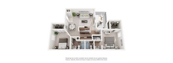 Sycamore 2 Bed 2 Bath 856-to921 Sq. Ft. Floor Plans at Woodland Hills, Irving, TX, 75062