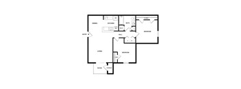 A black and white image of a house floor plan.