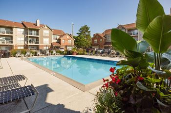 swimming pool outside Green Trails Apartments in Lisle, IL