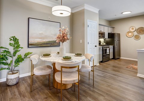 Elegant dining space with contemporary table and chairs