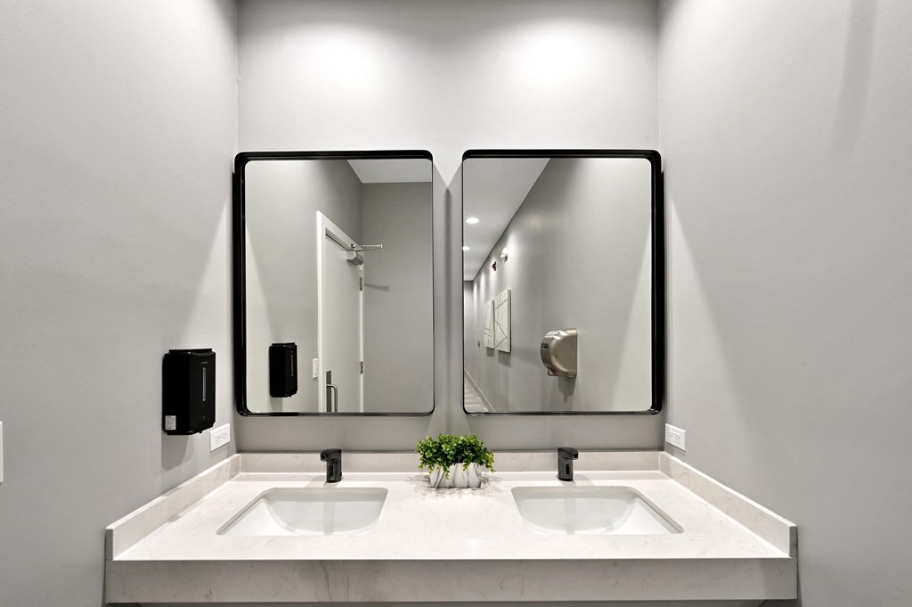 double sink in the Farmington Lake community bathroom