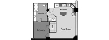 East End Lofts A01 one bedroom apartment floor plan