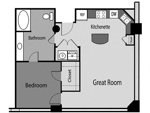 East End Lofts A01 one bedroom apartment floor plan