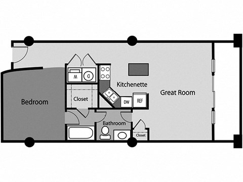 A13 one bedroom apartment floor plan
