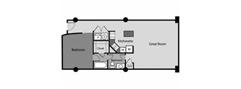 East End Lofts A14 one bedroom apartment floor plan