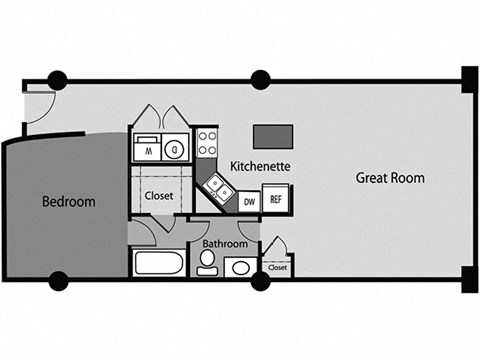 East End Lofts A14 one bedroom apartment floor plan