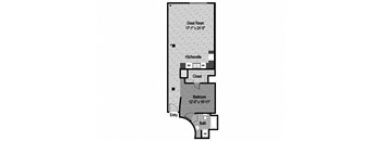 East End Loft's A19 one bedroom apartment floor plan