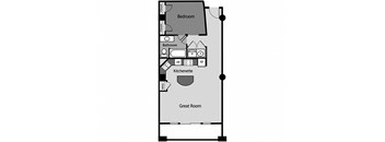 A20 one bedroom apartment floor plan in Houston, TX