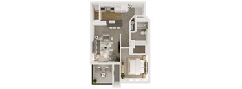 a 3d drawing of the floor plan of a bedroom