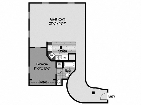 a floor plan of a small house with a spiral staircase