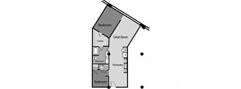 a floor plan of a house with a bedroom and a great room