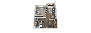 Aria One Bed One Bath Floor Plan at Valley Creek Apartments , Woodbury
