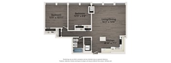 B1 two bedroom apartment floor plan at Atrio