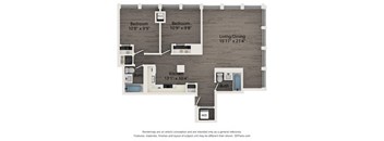 B2 two bedroom apartment floor plan at Atrio in Chicago