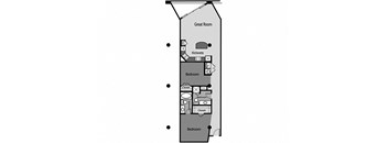 a floor plan of a room with a closet and a