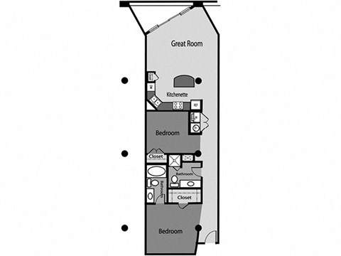 a floor plan of a room with a closet and a