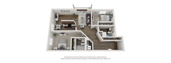 Bolero Two Bed Two Bath Floor Plan at Valley Creek Apartments , Woodbury, MN, 55125