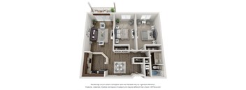 Brio Two Bed One Bath Floor Plan at Valley Creek Apartments , Minnesota, 55125