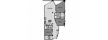 a floor plan of a 555 sq ft