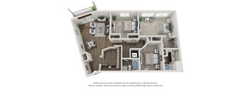 Cabernet Three Bed Two Bath Floor Plan at Valley Creek Apartments , Woodbury