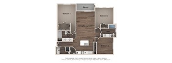 a floor plan of the acadia with a brown shiplap accent wall