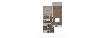 a floor plan of a bedroom with a medium sized bathroom
