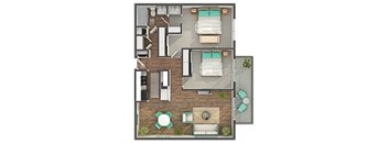 The Bennington's Eight 72 two bedroom apartment floor plan