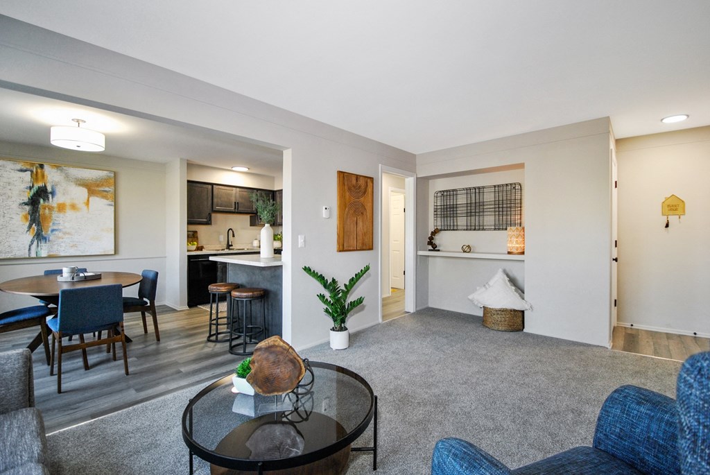 the preserve at ballantyne commons apartment living room and kitchen