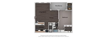 a floor plan with a bedroom and a living room