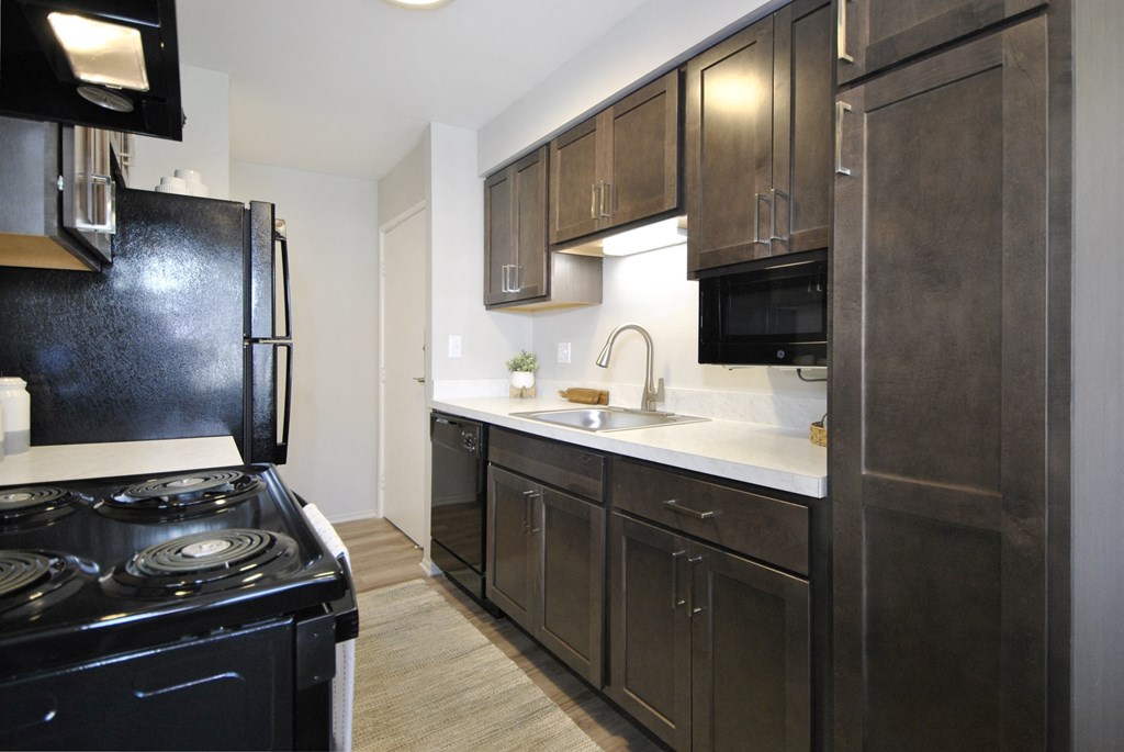 Updated apartment kitchen at The Maxwell in Romulus