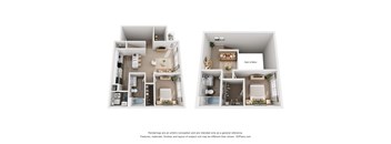 A diagram showing two different layouts for a small apartment.