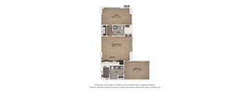 a floor plan of a unit with a wood floor