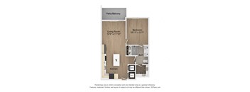 platform floor plan  studio with 1 bedroom  503 square feet