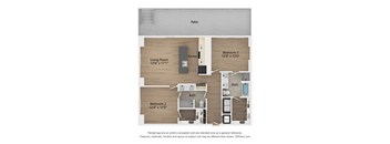 a floor plan of a studio apartment with a bedroom and a living room