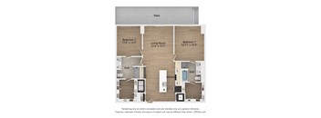 a floor plan of a 1 bedroom unit with a wood floor