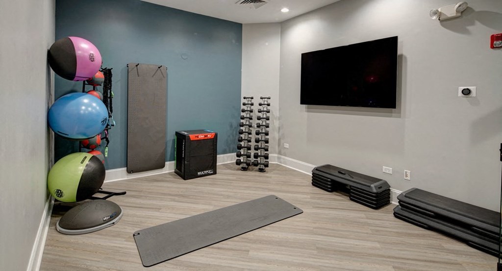 Yoga mat and balance balls at the fitness center - The Mil'Ton