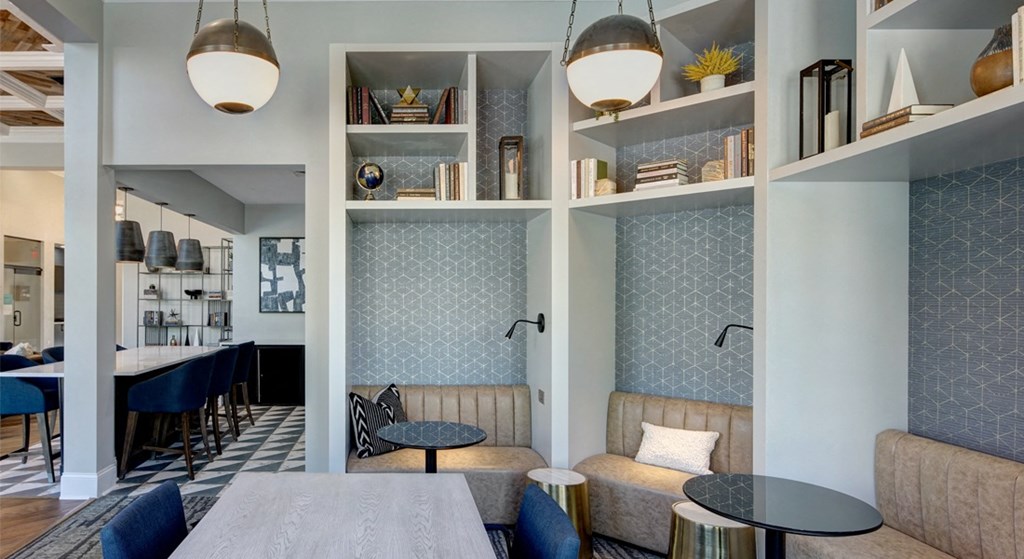 Private lounge nooks and work stations at The Mil'Ton in Vernon Hills