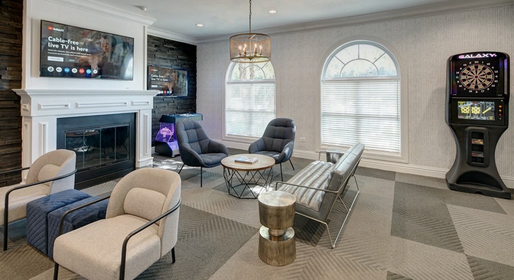 Modern indoor cafe area at The Mil'Ton - Vernon Hills, IL