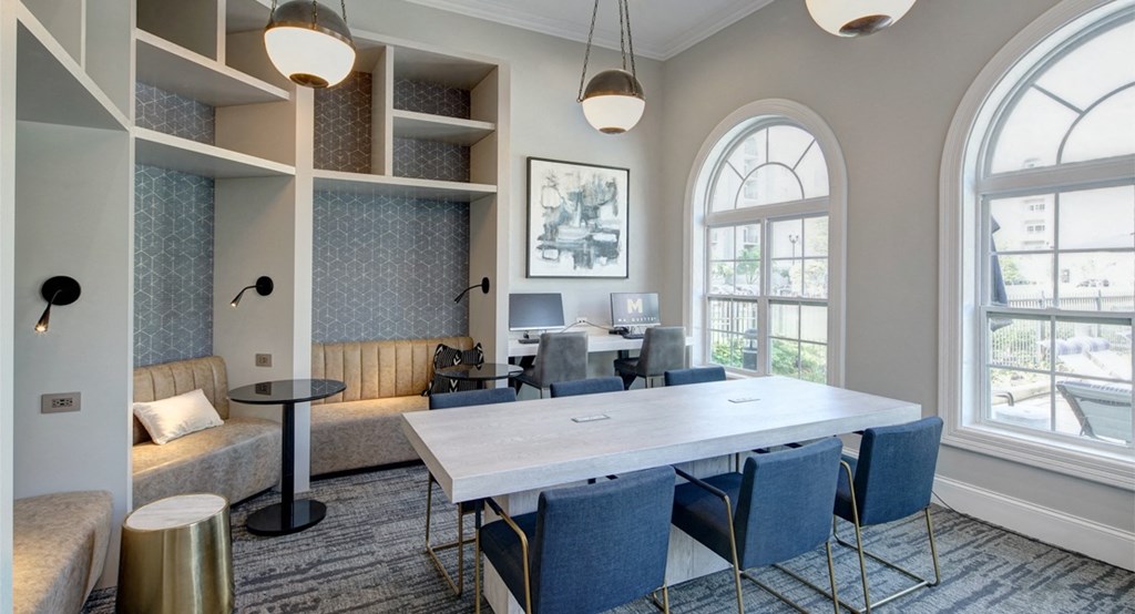 Private lounge nooks and work stations at The Mil'Ton in Vernon Hills