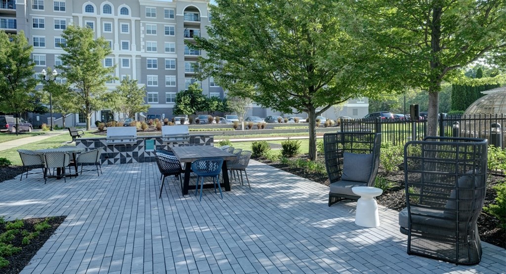 Grilling stations and picnic area at The Mil'Ton in Vernon Hills, IL