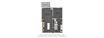 floor plan  studio with 1 bedroom  550 sq ft