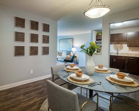 dining table with four place settings