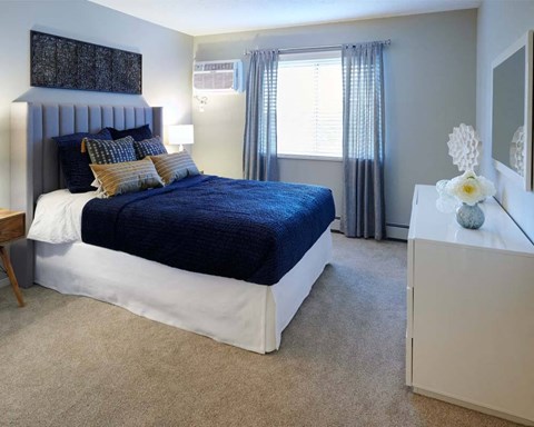 furnished apartment bedroom at Valley Creek Apartments