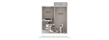 A diagram shows a bedroom that is 11 5 x 11 11 feet and a living room that is 12 feet by 17 feet 9 inches.