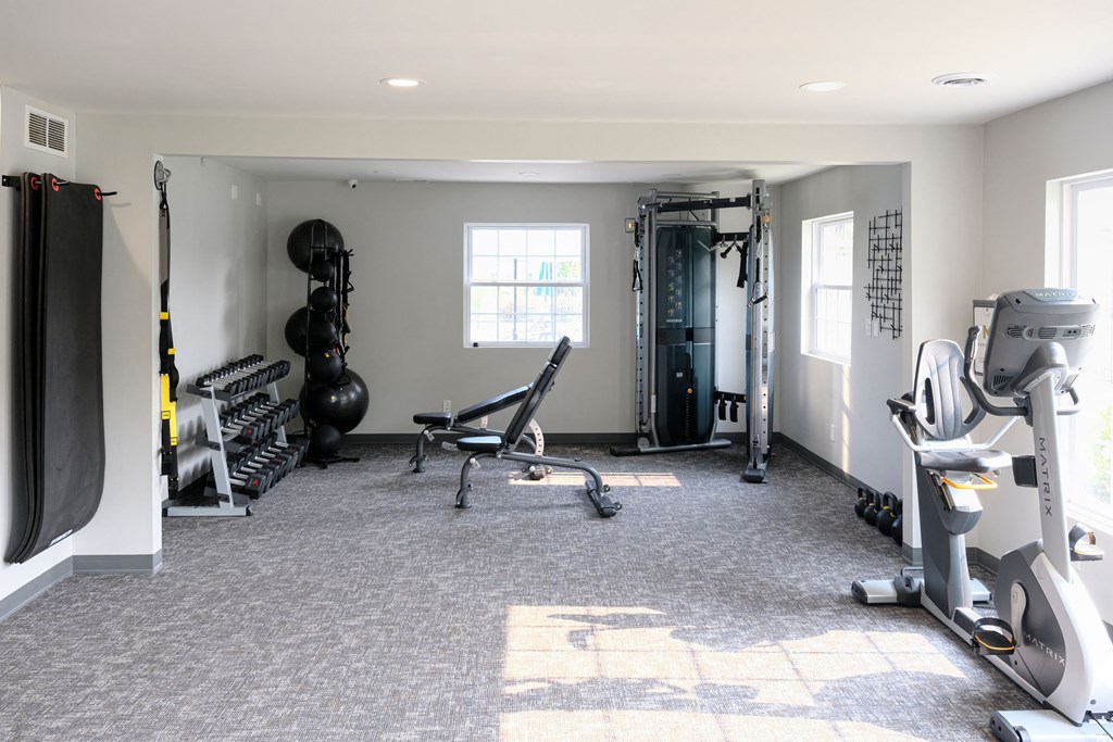 The Maxwell fitness center with free weights