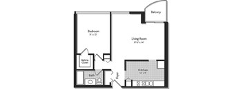 A black and white image of a house floor plan with a balcony.
